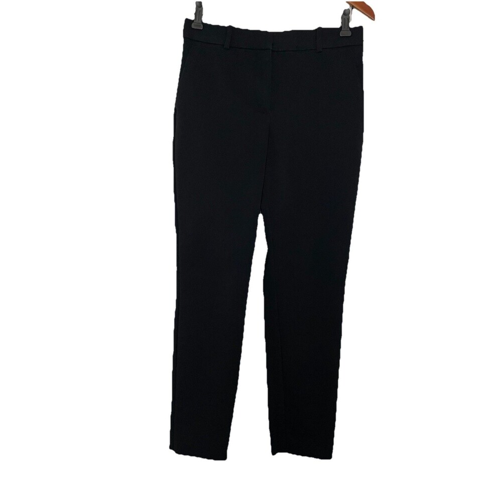 H&M Women's Dress Pants Size 6 Black Cotton Blend Slim Fit Straight Leg Cropped